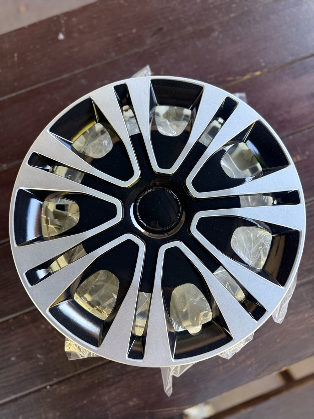 16-Inch Silver and Black Plastic Wheel Covers Hubcaps Set